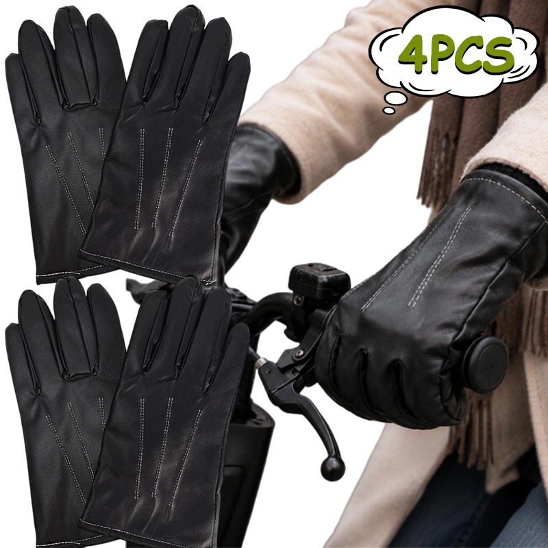 Leather Driving Glove - 1/2 Paar Winter-Kunstlederhandschuhe für Männer und