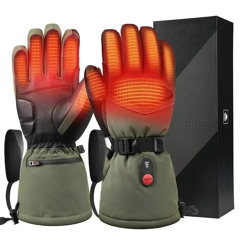 Ski Glove Waterproof - Grüne 7,4V 3000mAh Outdoor Warme Ski
