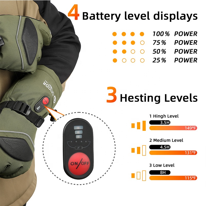 Grüne 7,4V 3000mAh Outdoor War – Ski Glove Waterproof Bewertung und Preis